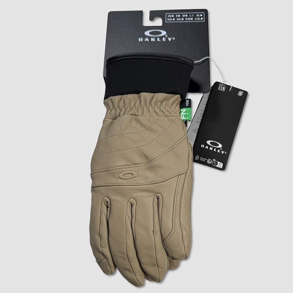 Oakley Peak Leather Gloves - Womens Size Large Pebble / Black - #49831-M4